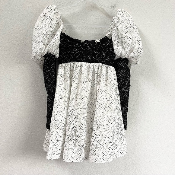 For Love & Lemons Clarisse Mini Dress Black & White Dot Size XS - Picture 3 of 7